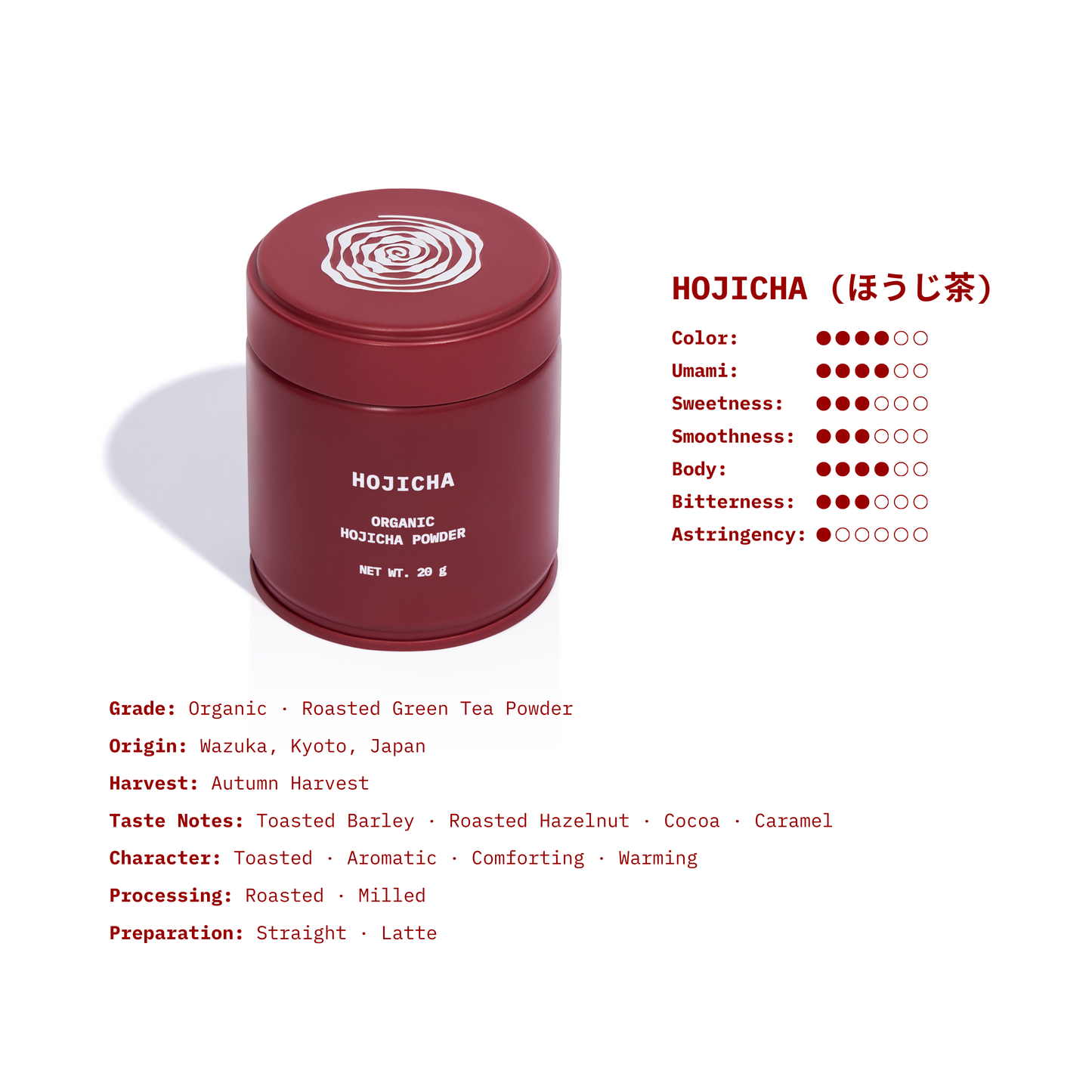 SO MATCHA HŌJICHA(ほうじ茶) Organic · Roasted Green Tea Powder